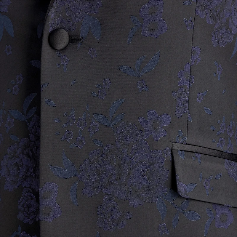 J. Ferrar Evening Edition Mens Floral Stretch Fabric Slim Fit Tuxedo Jacket