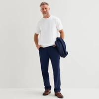 Stafford Linen Blend Mens Classic Fit Dress Flat Front Pant