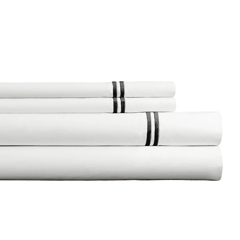 Pointehaven Double Stitch Cotton Percale Oversized Zipper Closure 3-pc. Duvet Cover Set