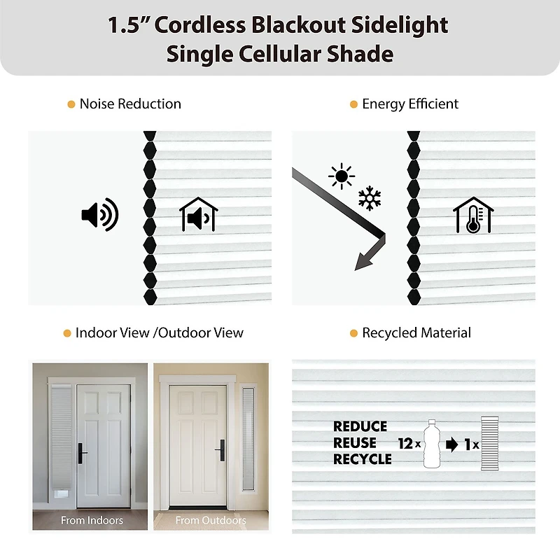 Eco Estates Sidelight Cut-To-Width Cordless 100% Blackout Cellular Shade
