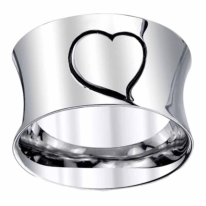 Womens Sterling Silver Heart Band