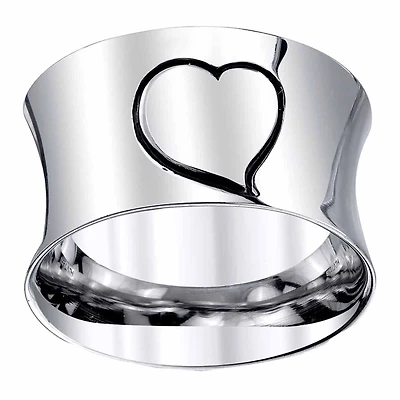 Womens Sterling Silver Heart Band