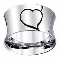 Womens Sterling Silver Heart Band