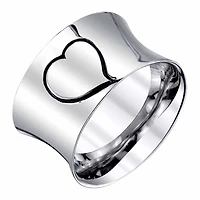 Womens Sterling Silver Heart Band