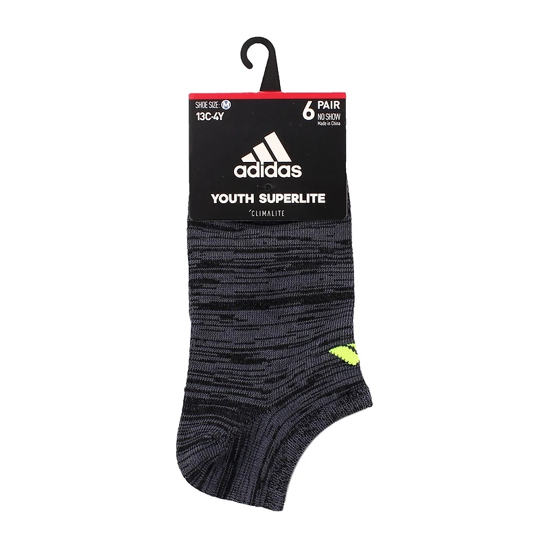 adidas Little & Big Kid Boys Multi-Pack 6 Pair No Show Socks