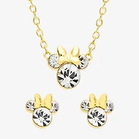 Disney Minnie Mouse Jewelry Travel Case w/ Brass Earring and Pendant Necklace Set