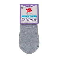Hanes Cool Comfort Lightweight Womens Multi-Pack 6 Pair Liner Socks
