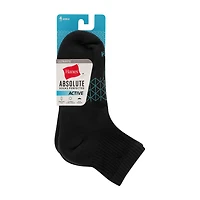 Hanes Absolute Active Womens Breathable 4 Pair Quarter Ankle Socks