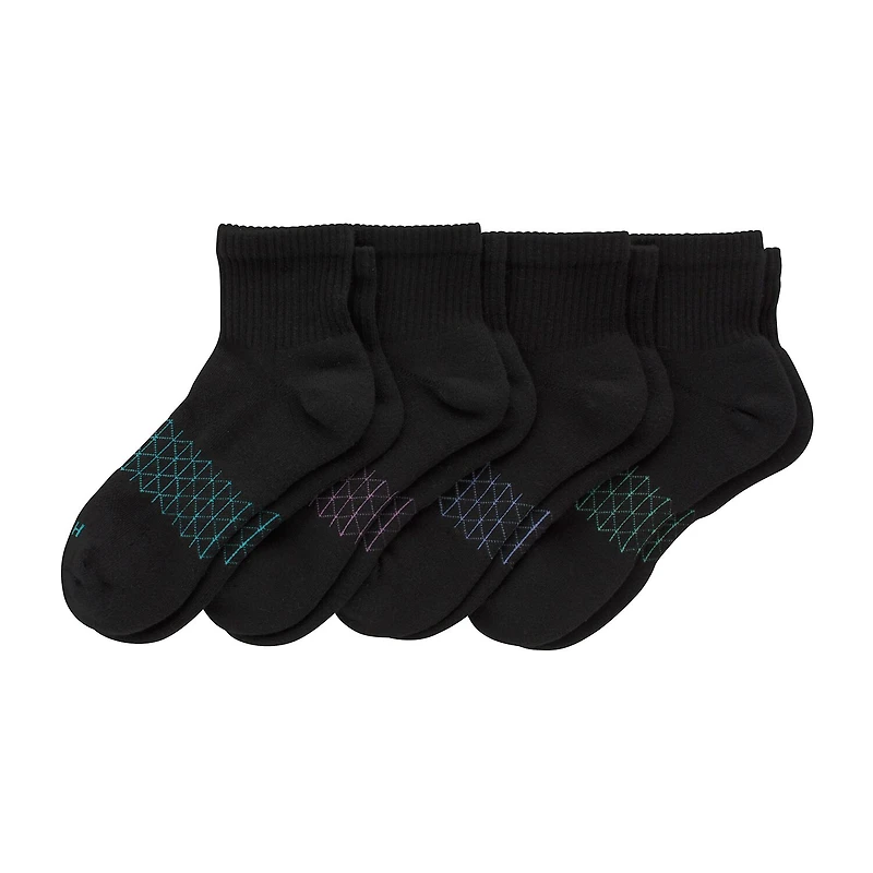Hanes Absolute Active Womens Breathable 4 Pair Quarter Ankle Socks