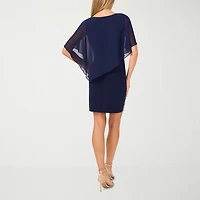MSK Womens Round Neck 3/4 Sleeve Beaded Sheath Dress
