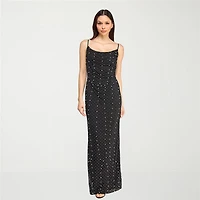 Trixxi Womens Juniors Square Neck Sleeveless Embellished Bodycon Dress