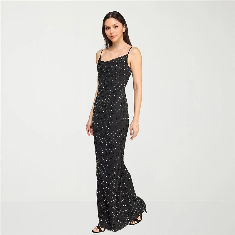 Trixxi Womens Juniors Square Neck Sleeveless Embellished Bodycon Dress