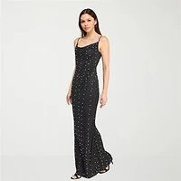 Trixxi Womens Juniors Square Neck Sleeveless Embellished Bodycon Dress