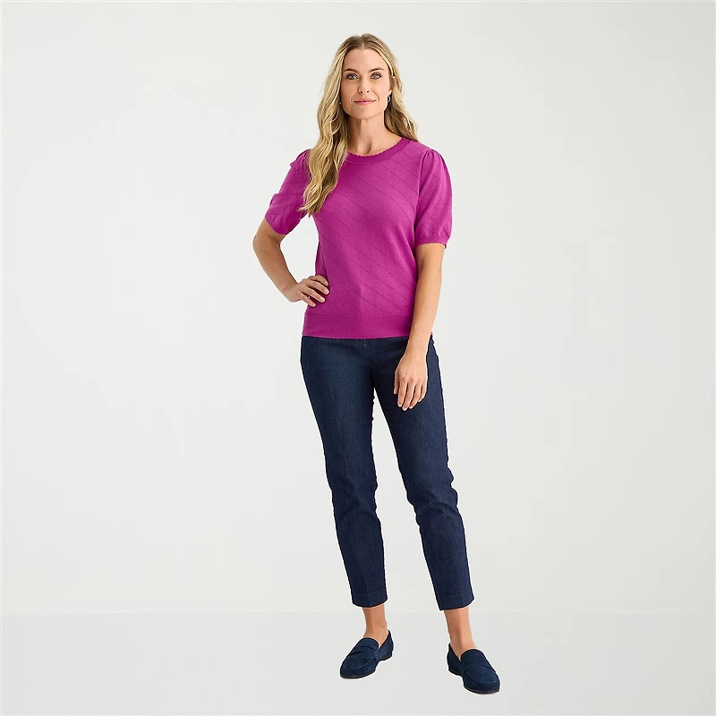 Liz Claiborne Tall Womens Crew Neck Short Sleeve Pullover Sweater