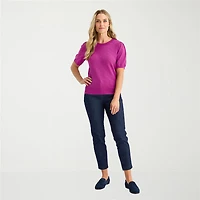 Liz Claiborne Tall Womens Crew Neck Short Sleeve Pullover Sweater