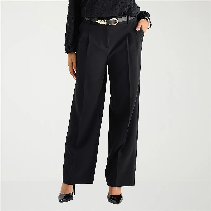 Liz Claiborne Charlotte Womens Tall Wide Leg Mid Rise Trouser