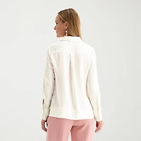 Liz Claiborne Womens Fitted Long Sleeve Regular Fit Button-Down Shirt