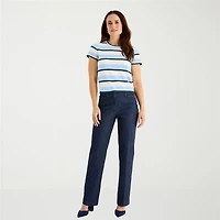 Liz Claiborne Womens Crew Neck Short Sleeve Pullover Sweater
