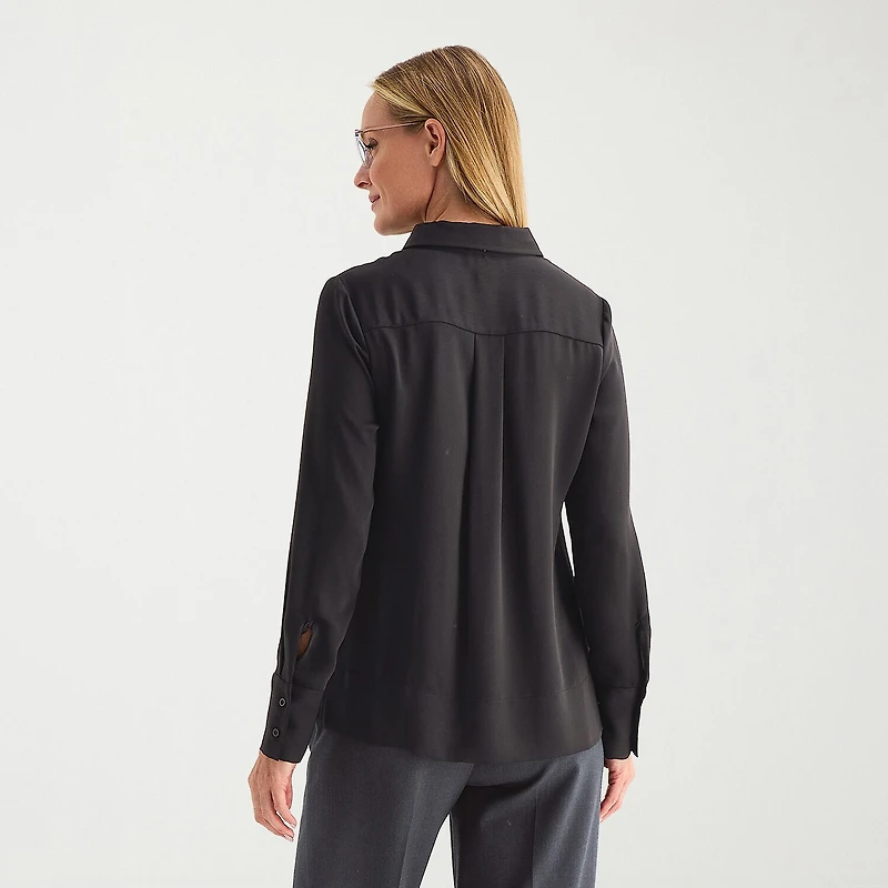 Liz Claiborne Womens Plus Fitted Long Sleeve Regular Fit Button-Down Shirt