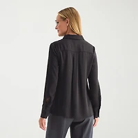 Liz Claiborne Womens Plus Fitted Long Sleeve Regular Fit Button-Down Shirt