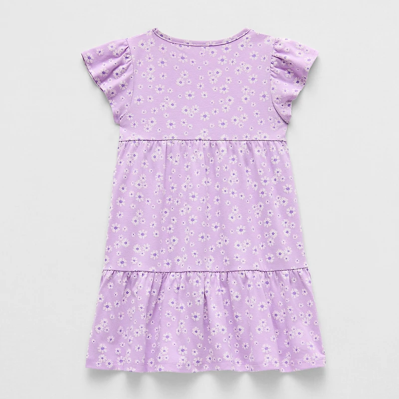 Thereabouts Little Girls Short Sleeve Flutter A-Line Dress