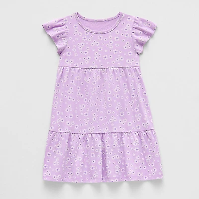 Thereabouts Little Girls Short Sleeve Flutter A-Line Dress