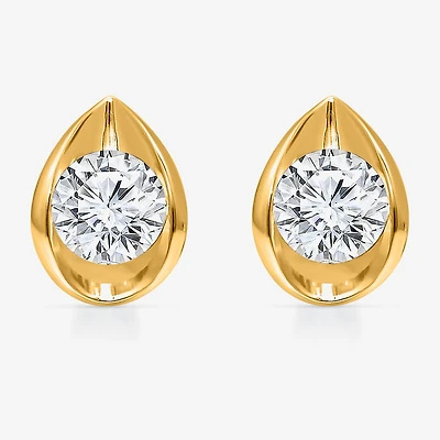 I/Si2 1 CT. T.W. Lab Grown White Diamond 14K Gold Over Silver 9.8mm Pear Stud Earrings