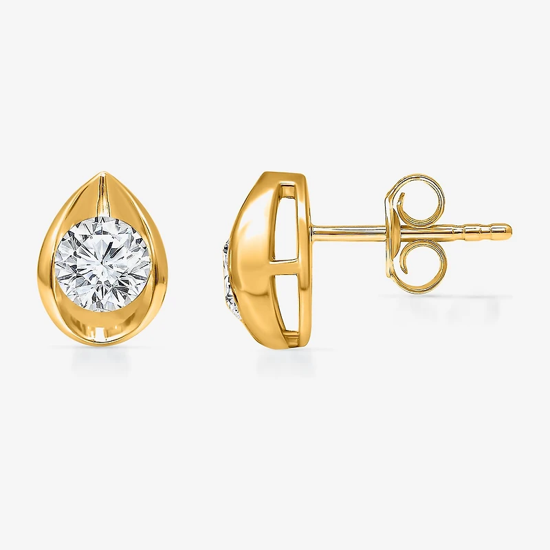 I/Si2 1 CT. T.W. Lab Grown White Diamond 14K Gold Over Silver 9.8mm Pear Stud Earrings