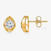 I/Si2 1 CT. T.W. Lab Grown White Diamond 14K Gold Over Silver 9.8mm Pear Stud Earrings