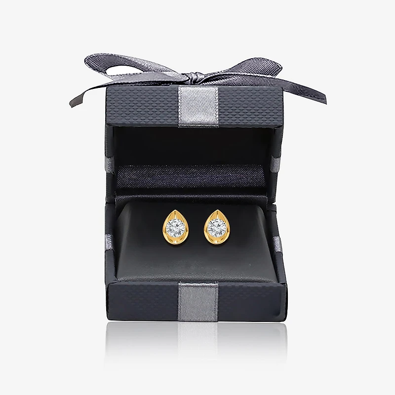 I/Si2 1 CT. T.W. Lab Grown White Diamond 14K Gold Over Silver 9.8mm Pear Stud Earrings