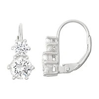 Womens Lab Created Sapphire Sterling Silver Drop Earrings