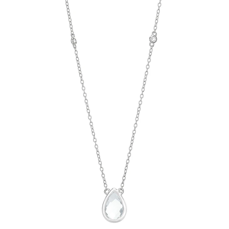 Womens Genuine Topaz Sterling Silver 18 Inch Pendant Necklace