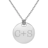 Personalized Sterling Silver 16mm Round Couple's Initial Pendant Necklace