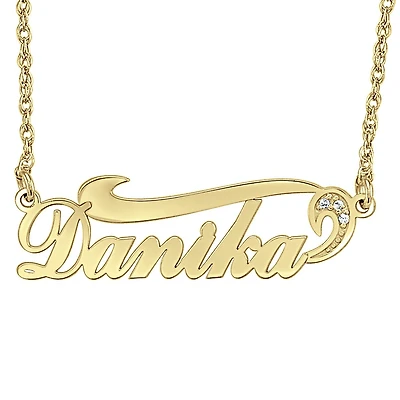Womens Diamond Accent Natural White Diamond Sterling Silver 18 Inch Name Necklace