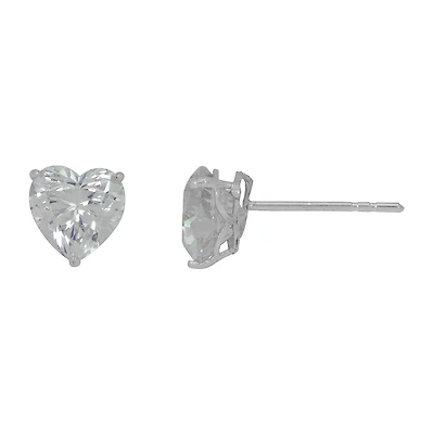 Toc 1 CT. Cubic Zirconia 10K Gold 5mm Heart Stud Earrings