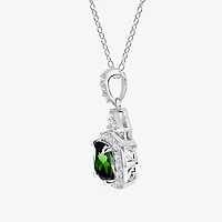 Limited Quantities! Womens Genuine Green Chrome Diopside Sterling Silver Cushion 18 Inch Pendant Necklace