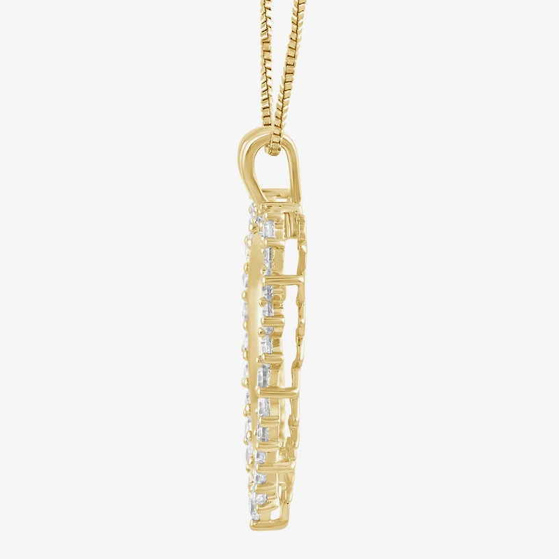 Womens 1 CT. T.W. Lab Grown White Diamond 10K Gold Heart 18 Inch Pendant Necklace