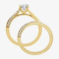 (F / Vs2) Womens 1 CT. T.W. Lab Grown White Diamond 10K Gold Round Side Stone Bridal Set