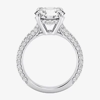 (G / Si2) Womens 4 CT. T.W. Lab Grown White Diamond 10K Gold Round Side Stone Engagement Ring