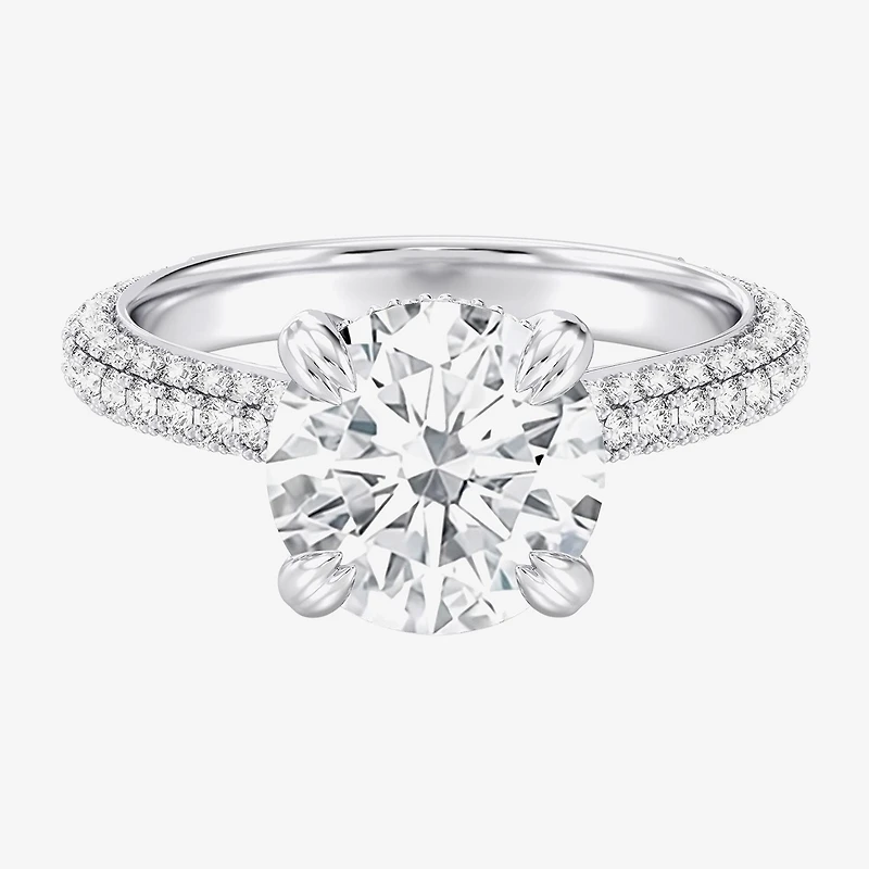 (G / Si2) Womens 4 CT. T.W. Lab Grown White Diamond 10K Gold Round Side Stone Engagement Ring