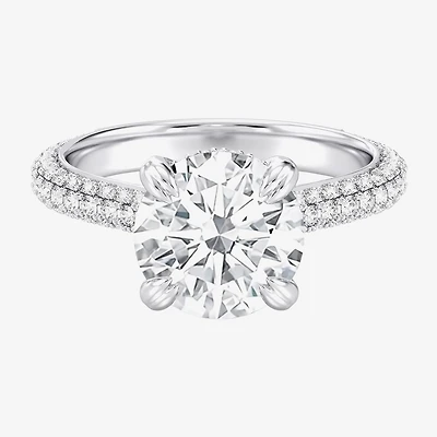 (G / Si2) Womens 4 CT. T.W. Lab Grown White Diamond 10K Gold Round Side Stone Engagement Ring