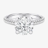 (G / Si2) Womens 4 CT. T.W. Lab Grown White Diamond 10K Gold Round Side Stone Engagement Ring