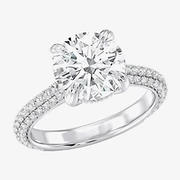 (G / Si2) Womens 4 CT. T.W. Lab Grown White Diamond 10K Gold Round Side Stone Engagement Ring