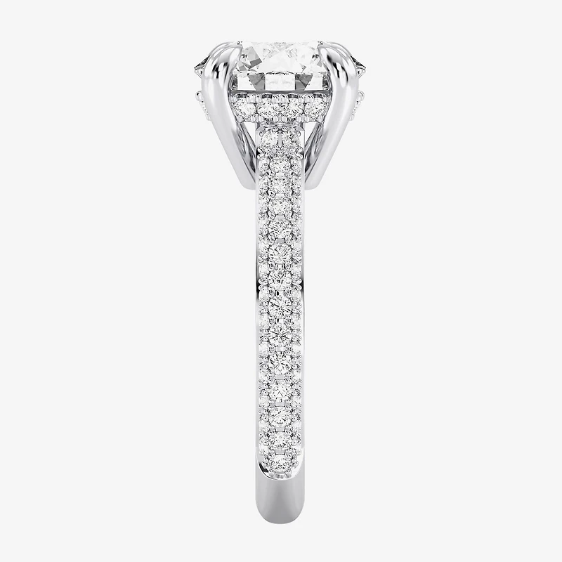 (G / Si2) Womens 4 CT. T.W. Lab Grown White Diamond 10K Gold Round Side Stone Engagement Ring
