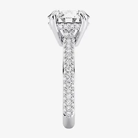 (G / Si2) Womens 4 CT. T.W. Lab Grown White Diamond 10K Gold Round Side Stone Engagement Ring