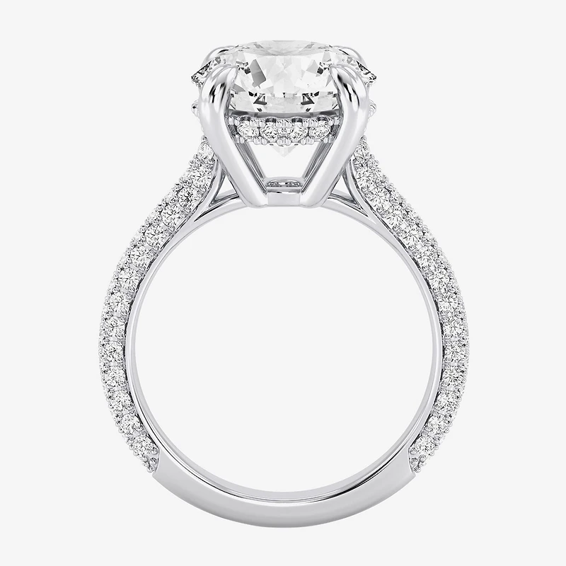 (G / Si2) Womens 5 CT. T.W. Lab Grown White Diamond 10K Gold Round Side Stone Engagement Ring