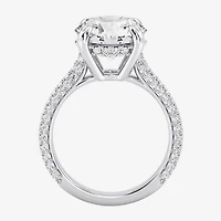 (G / Si2) Womens 5 CT. T.W. Lab Grown White Diamond 10K Gold Round Side Stone Engagement Ring