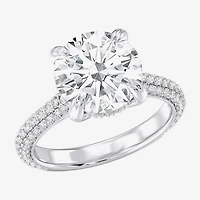 (G / Si2) Womens 5 CT. T.W. Lab Grown White Diamond 10K Gold Round Side Stone Engagement Ring