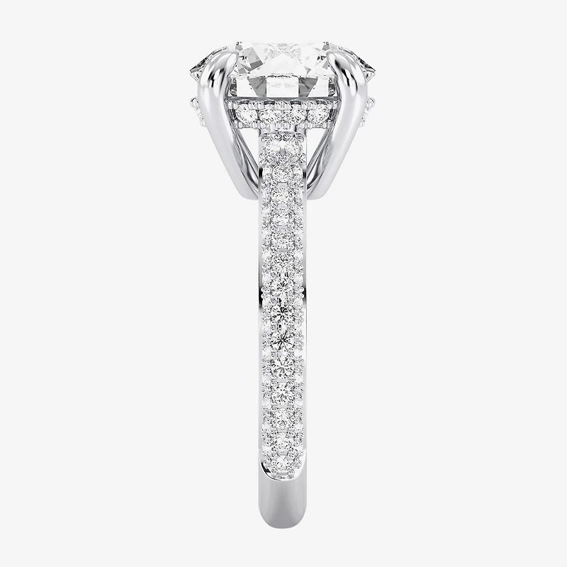 (G / Si2) Womens 5 CT. T.W. Lab Grown White Diamond 10K Gold Round Side Stone Engagement Ring