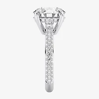 (G / Si2) Womens 5 CT. T.W. Lab Grown White Diamond 10K Gold Round Side Stone Engagement Ring